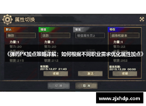 《弹药PK加点策略详解：如何根据不同职业需求优化属性加点》